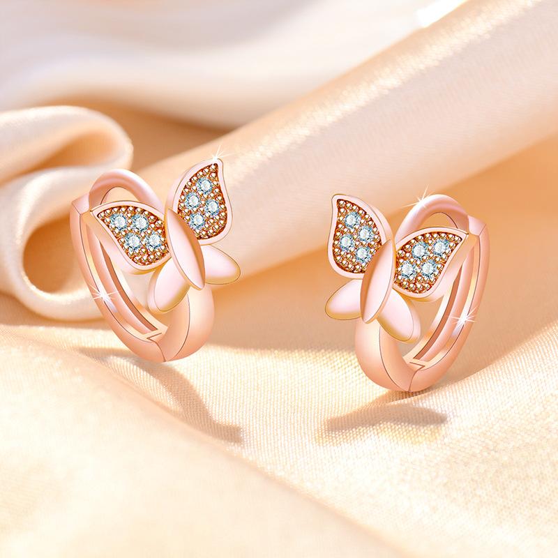 925 Sterling Silver Zircon Buckle Earrings For Women Fashion Exquisite Student Girlfriend Jewelry Accessories Party Gift