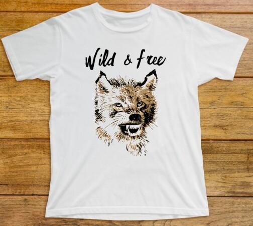 Wild and Free T Shirt 571 Wolf Animal Nature Freedom Wolverine Anarchy Libertarian 2XL