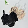 Transparentes Spitze Pailletten Korsett Schmale Passform Hosenträger Weste Mode Spitze Pailletten Camisole Frühling Sommer