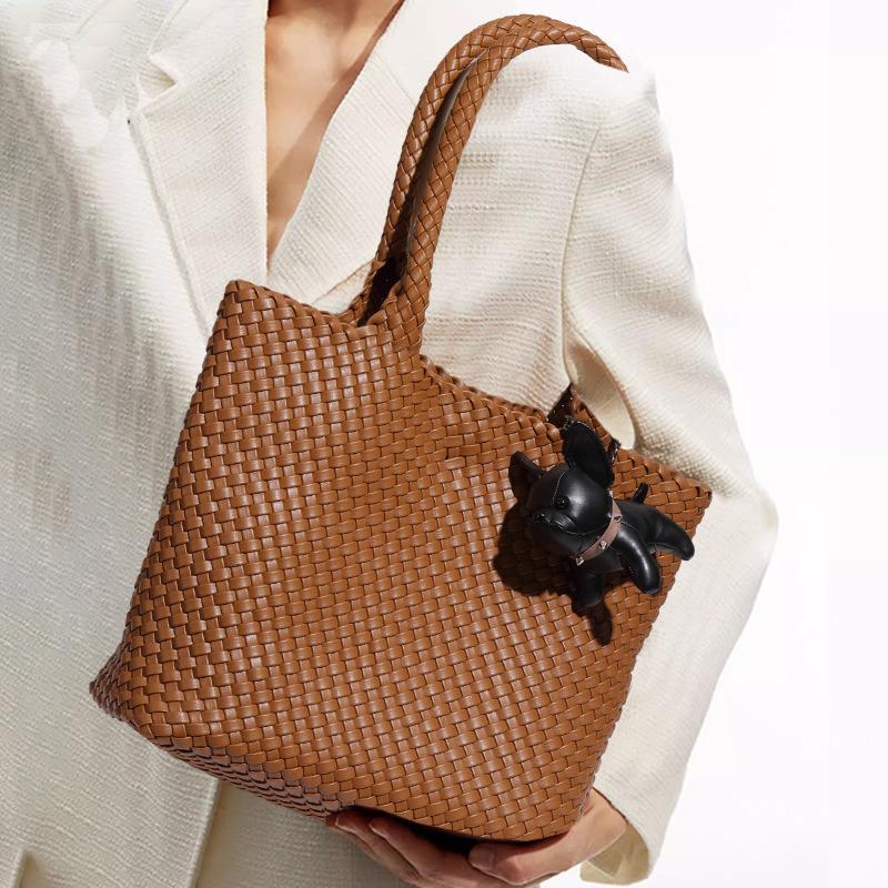 Geantă vintage de mare capacitate pentru navetiști Geanta de umăr moale, simplă, țesută manual