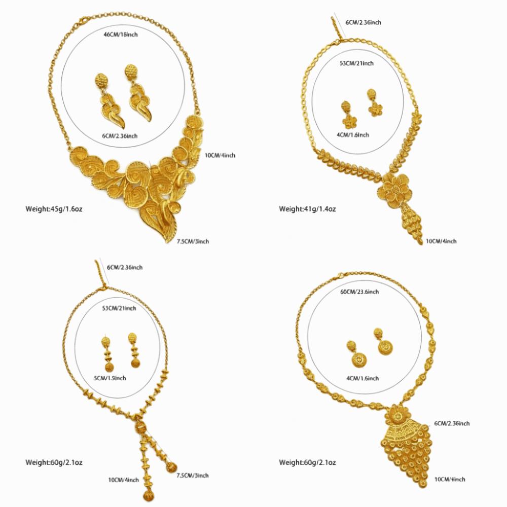 Gold Tone 24k Gold Color Jewelry Luxury Bridal Jewelry Sets for Women