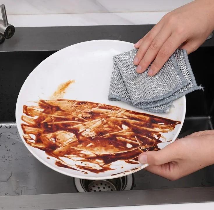 Steel Wire Cloth, Kitchen Cleaning Special Steel Wire, Metal Wire, Non Stick Oil Brush, Pot Cloth 12pc
