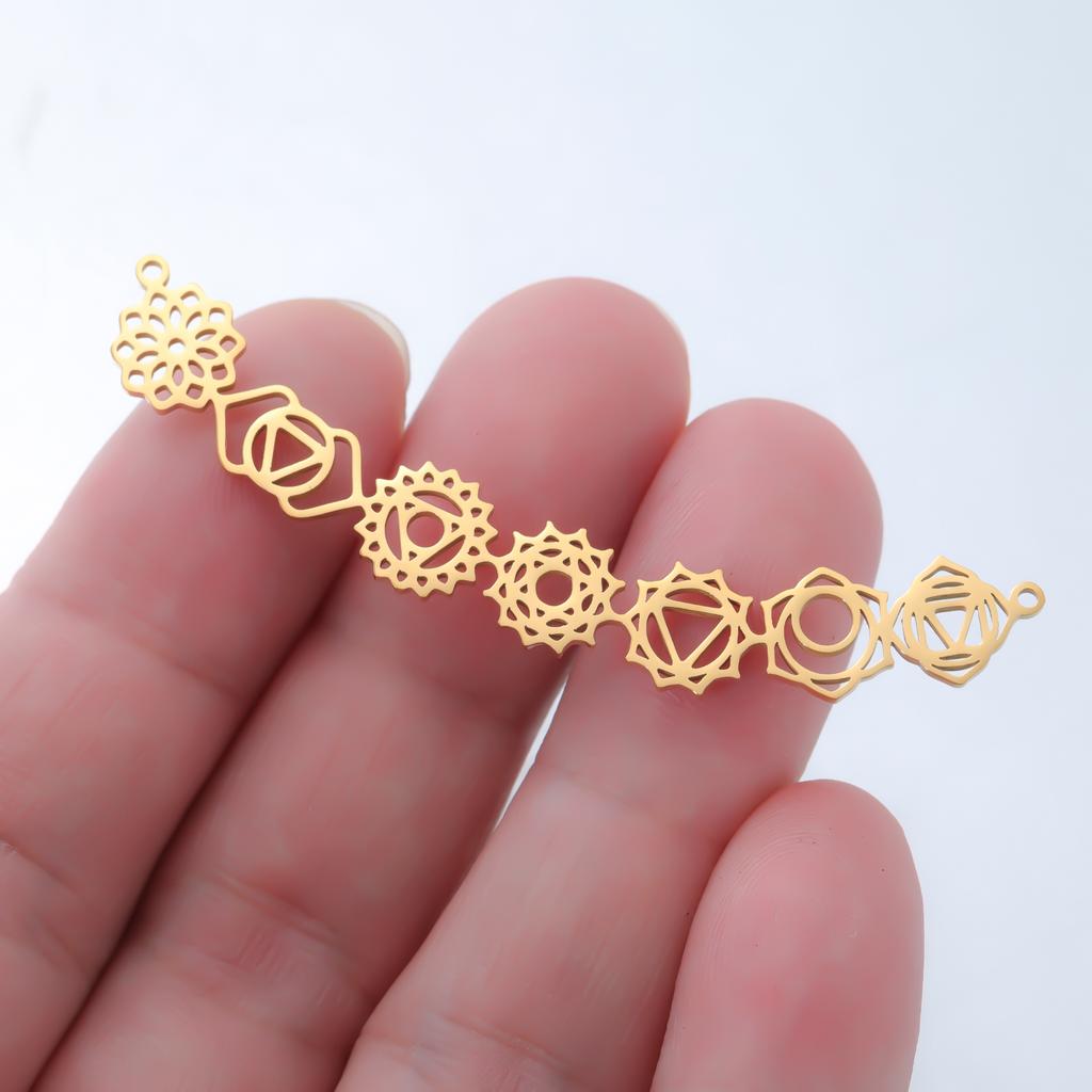 Teamer Yoga 7 Chakra Pendant Charm Stainless Steel Pendant For Women Necklace Bracelet Making Jewelry Valentines Gift