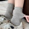 Women's Breathable Mid-Calf White Cotton Socks with Rolled Cuffs - Loose Fit, Ideal for Postpartum Comfort.