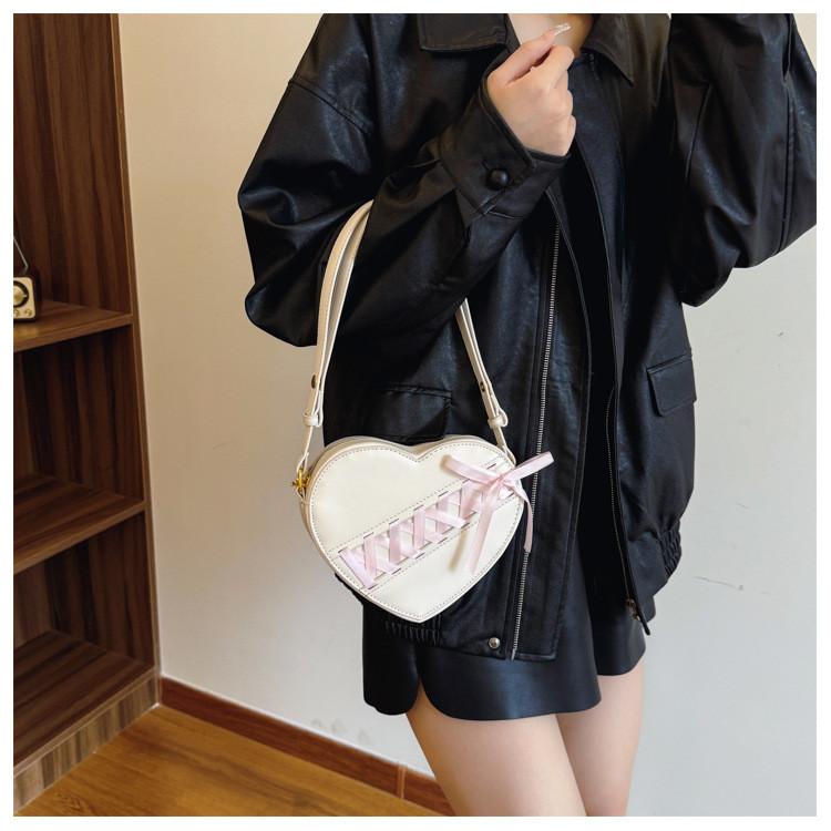 Heart Shape Pu Bag With Bow Accent For Daily Girls Casual Use