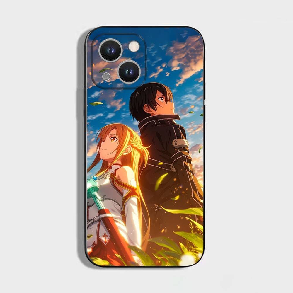 Sword Art Online SAO Kirigaya Phone Case For iPhone 16,15,14,13,12,11 Plus,Pro Max,XS,X,XR,SE,Mini,8,7,Soft Silicone Black Cover