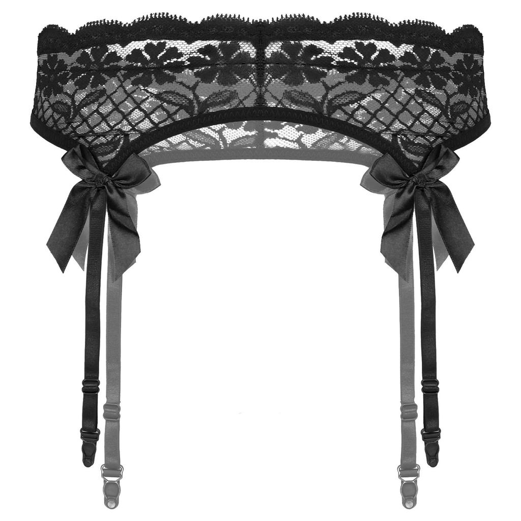 Mens Sheer Lace Suspenders Elastic Waist Garter Belt Sissy Sleepwear Accessories Stocking Holders