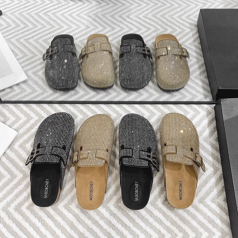 Fashion 2025Crystal Chunky Outdoors Summer Clogs Woman House Slippers Pantofle Luxury Slides Med Beach Designer Flip Flops