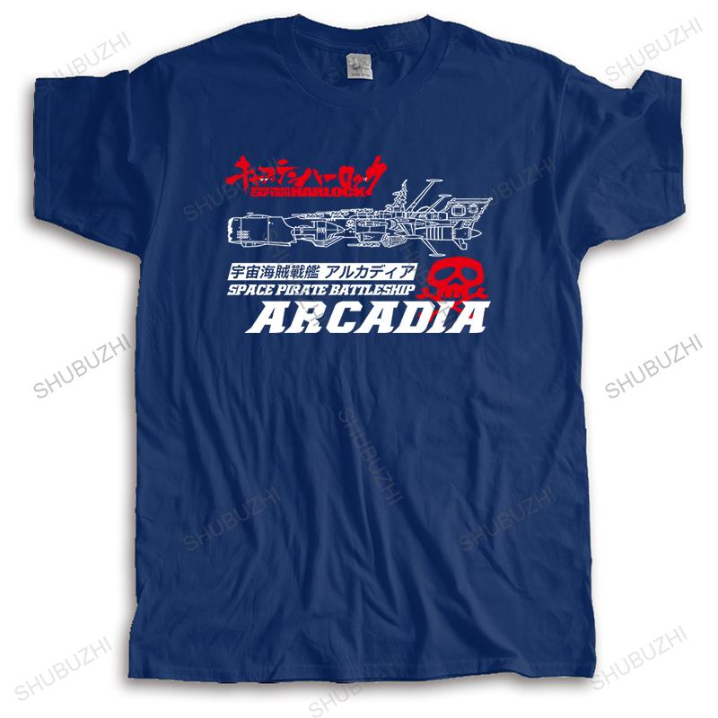 

Mens luxury cotton T shirt mens summer tshirt Albator Captain Harlock Space ARCADIA fashion t-shirt men casual cool tops boys S
