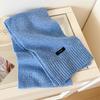 Soft Waxy Blue Flower-clipped Pure Knitted Scarf for Men and Women, Autumn and Winter Ins Students, Thickened Warm Wool Scarf