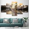 Canvas Painting Running White Wolf 5 Pieces Wall Art Painting Modular Wallpapers Poster Print for Living Room Home Decor