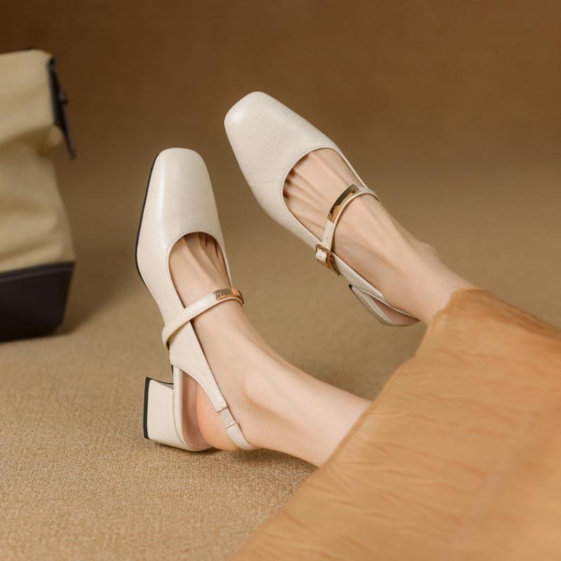 New Foot Cover Women's Bag Head Rear Empty Sandals Casual High Heel Sandals Women's Solid Color Rubber Soft Sole Summer Large Size Shoes