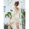 Damen Strand Hoodie Quaste Langes Strandkleid Patchwork Strandrock