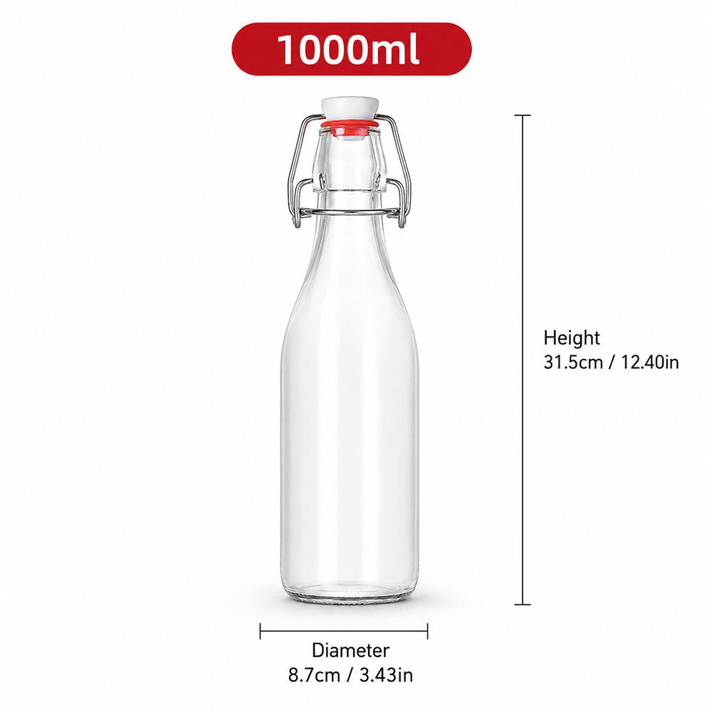 Swing Top Glass Bottles with Lids, Airtight Flip Top Bottles for Kombucha Beer Syrup Vanilla Extract Gift