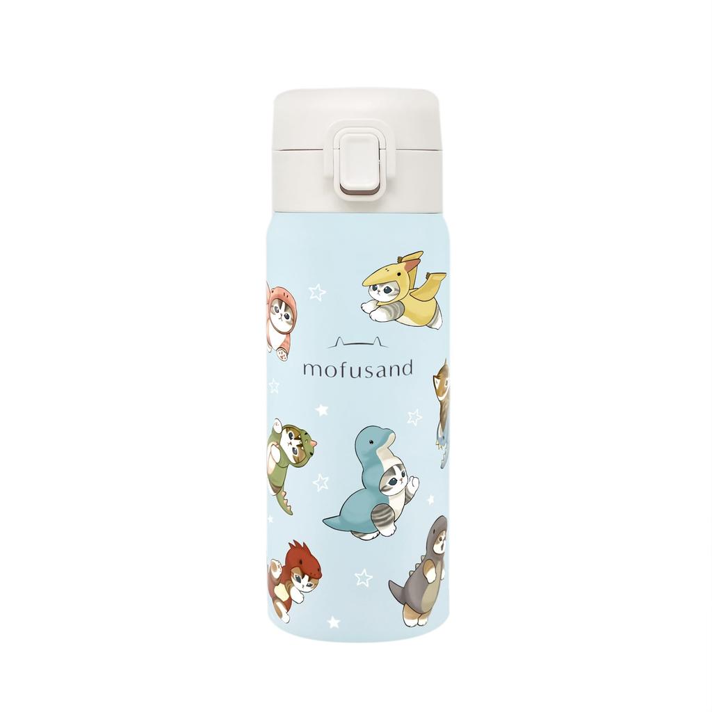 Mofusand Doppelwandig Vakuumisoliert Edelstahl One-Push Flasche 350ml mit Verschluss Einhandbedienung Wasserflasche Thermisch/Kalt