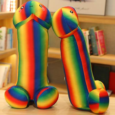 Großer Regenbogen-Trick-Penis-Plüsch, weiche Simulation, Jungen-Schwanz, Plüschtier, echtes Penis-Kissen, sexy Umarmungskissen, Geschenk für die Freundin