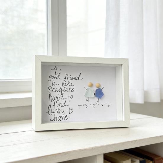 Sea Glass Poem Picture Frame Good Friend Is Lucky to Have Like Seaglass Handmade Sea Glass Wall Art Frame Decor Friendship Gift for Best Friends