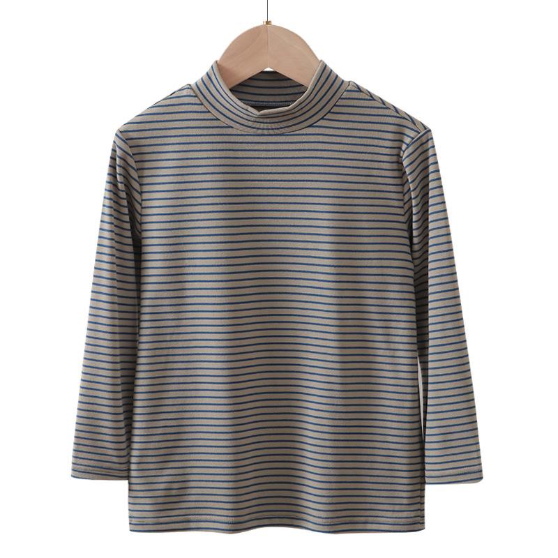 

Children s Half Turtleneck Thermal Top Base Shirt Striped Versatile Autumn Winter Derong Thermal Clothing 5A 120cm синій