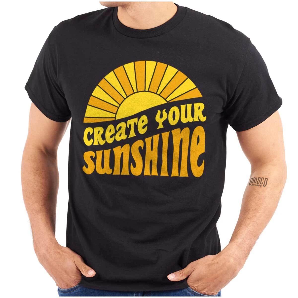 Groovy Retro Create your Sunshine Saying Womens or Mens Crewneck T Shirt Tee XXL