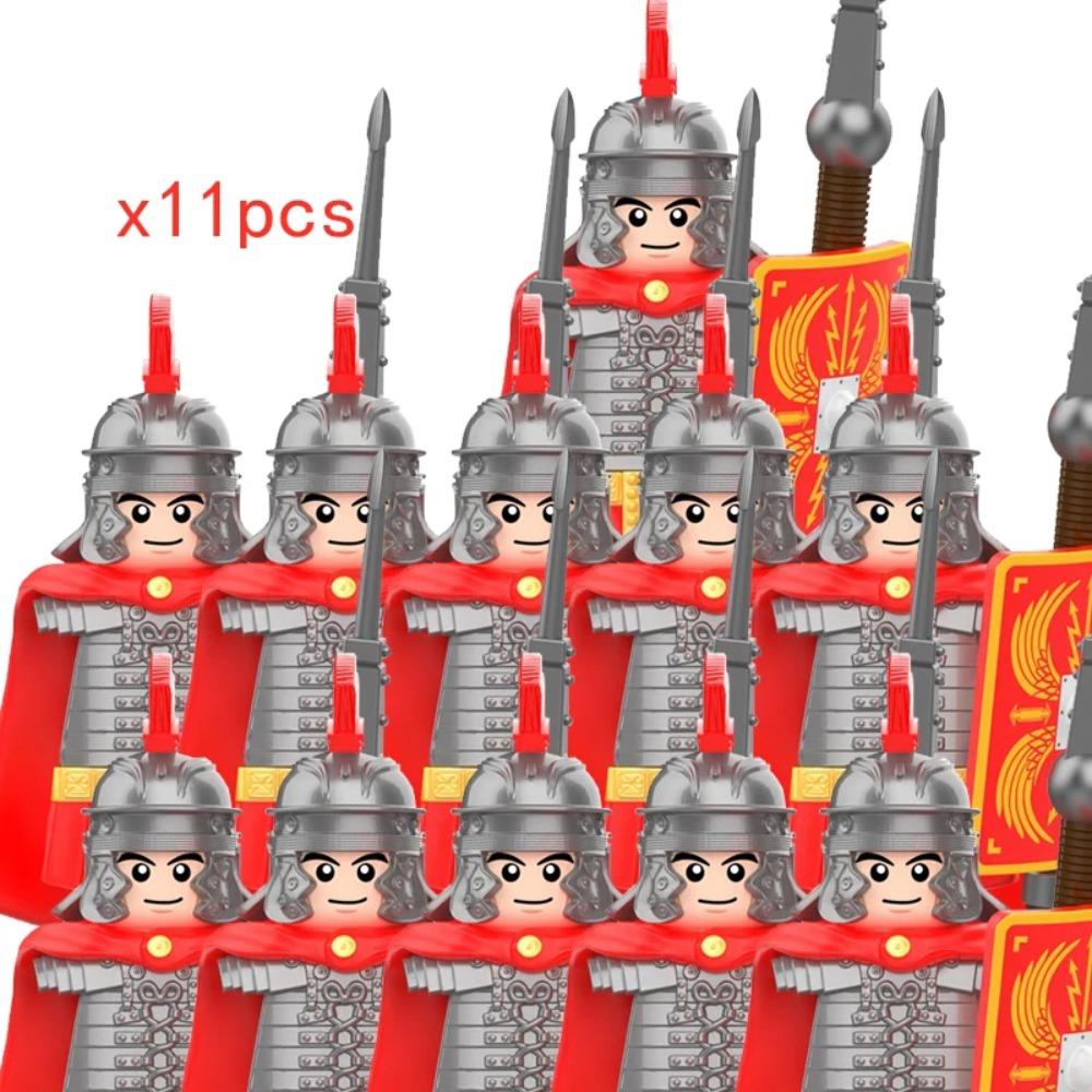 11pcs Medieval Dragon Knights Heavy Armor Bricks Assemble Action Figures Accessories Model