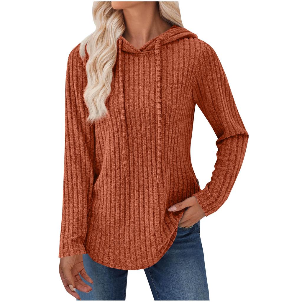 Women's Fashionable Casual Solid-color Long-sleeved Pullover Top Pullover Sweatshirt