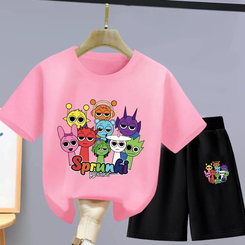 Summer 3D Print Child Ren's Set New Style Girls' Short Sleeves and Shorts Boys' Two-piece Set