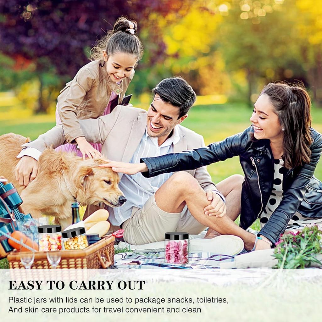 Plastic Jars with Lids 8OZ 36PCS,Small Cosmetic Slime Containers Clear Travel Round Jars Empty Refillable Sample Containers Leak Proof Pot with Black