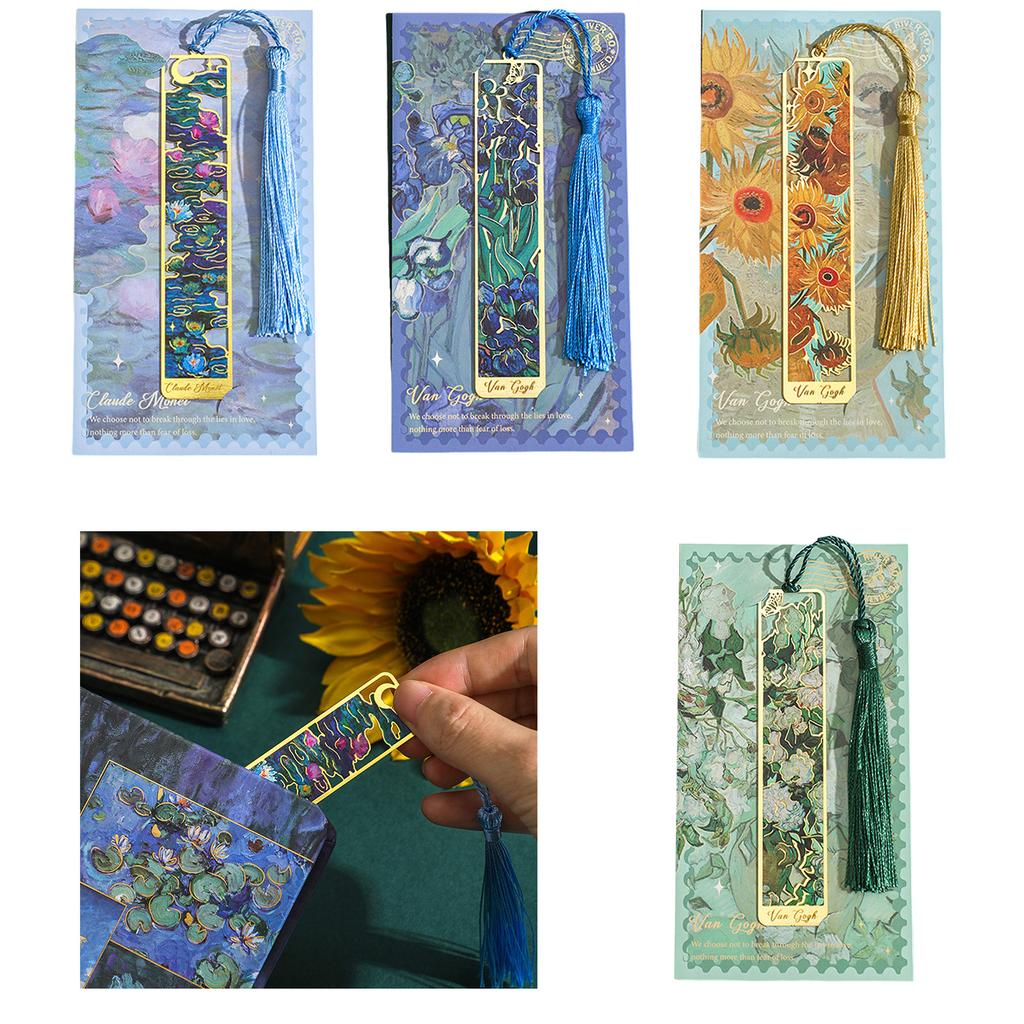 Hollow Out Flower Bookmarks Tassels Bookmarks Metal Book Mark Book Page Divider Reading Accessories Gift for Book Lover