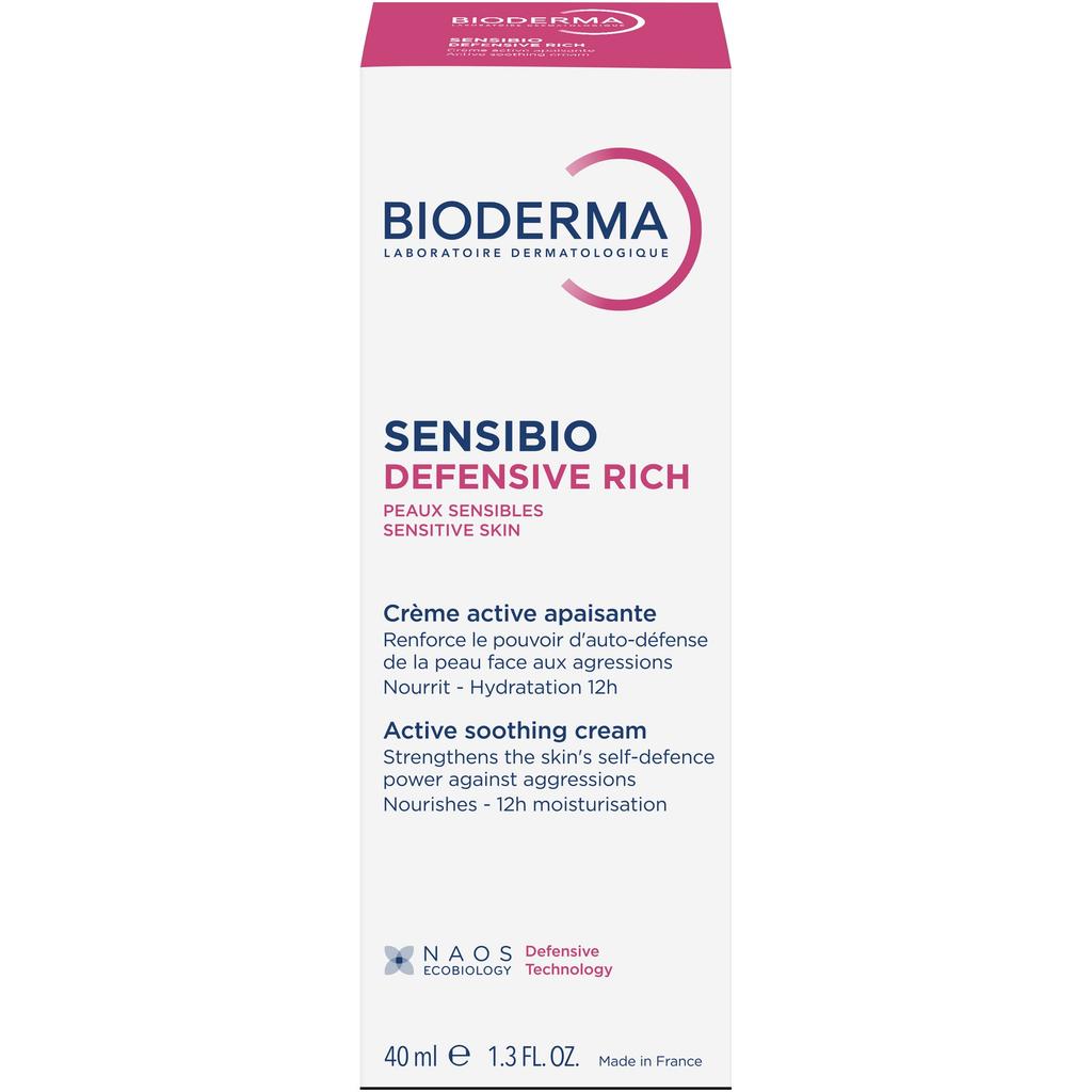 Bioderma Sensibio Defensive Rich Soothing Repairing Cream 40 ml for Sensitive Skin Hydrating Moisturizing French Pharmacy
