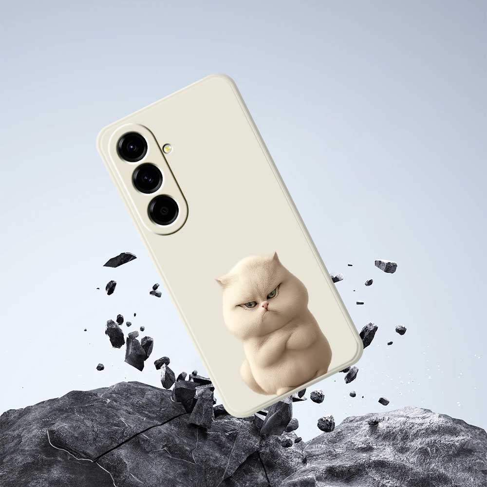 For Samsung Galaxy A56 5G Case Angry Cat Pattern Printing Straight Edge TPU Phone Back Cover