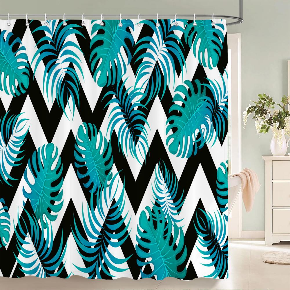 Modern style Shower Curtain 3D Tropical Plant leaves Printed Fabric Bathroom Curtains Home Bathtub Decor Curtain with Hooks