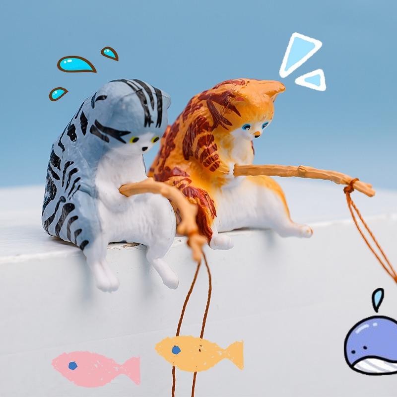 Ornamente Pisică Pescuit Ornamente Auto Consola Centrală Bord Auto Oglindă Retrovizoare Decor Ornament Rășină Accesorii Decor Interior Auto