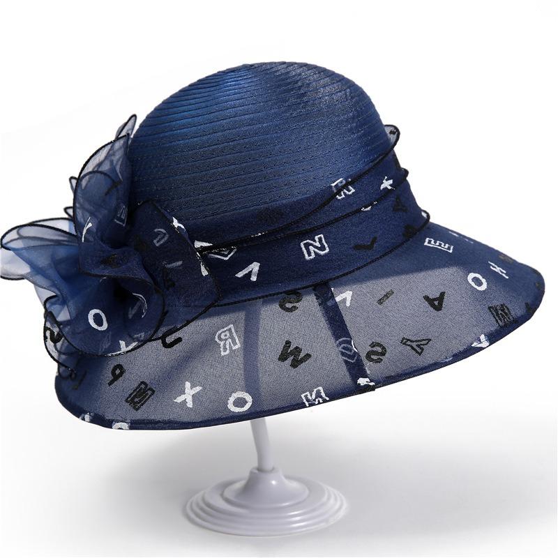 Elegant temperament organza hat women's spring summer bucket hat versatile top hat travel sun hat
