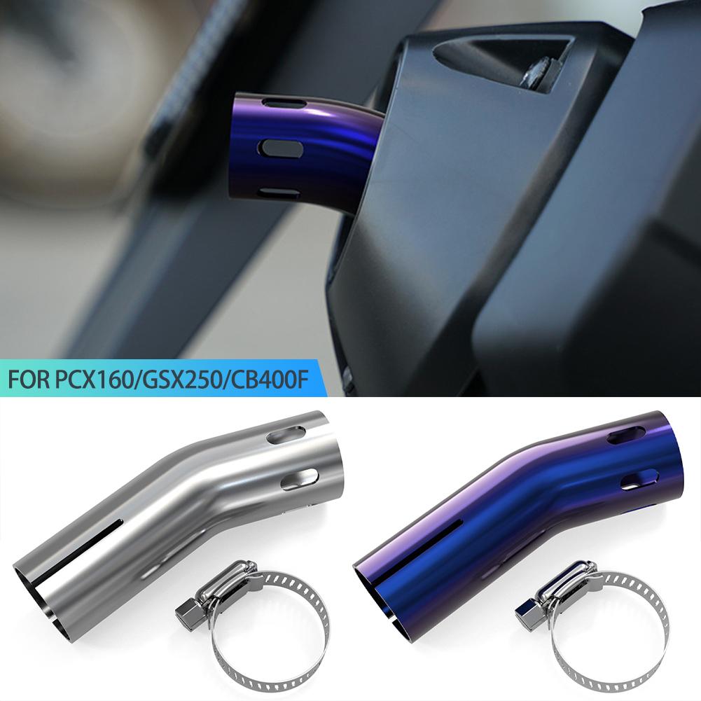 For PCX160/GSX250/CB400F 25CM Motorcycle Exhaust Pipe End Cover Stainless Steel Tail Pipe Protector Clamp-on Exhaust Tip Decora