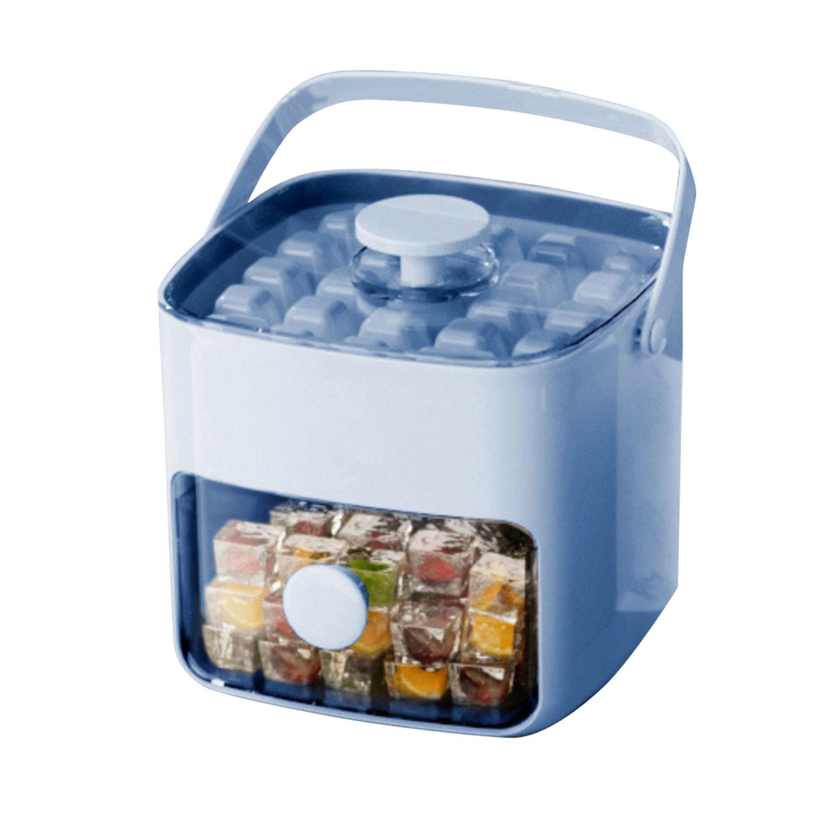 

Double Layer Ice Machine, Portable Ice Box Case, Large Capacity Ice Storage Device, Press Type Ice Mold one size синий