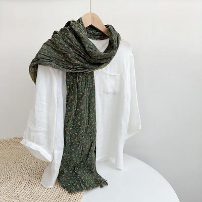 Retro Floral Langer Baumwollschal Weicher Nackenschutz Warmes Dreieckstuch Kopftuch Multifunktionales Druckdesign für Alle Altersgruppen