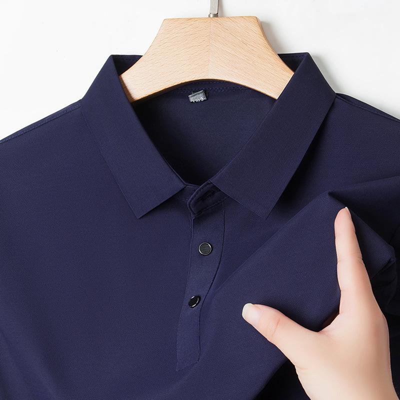 

Jinmu Бесследный Летний Новый Мужской Поло с Коротким Рукавом Лацкан Повседневный Деловой Лед Шелк Футболка Мужская M