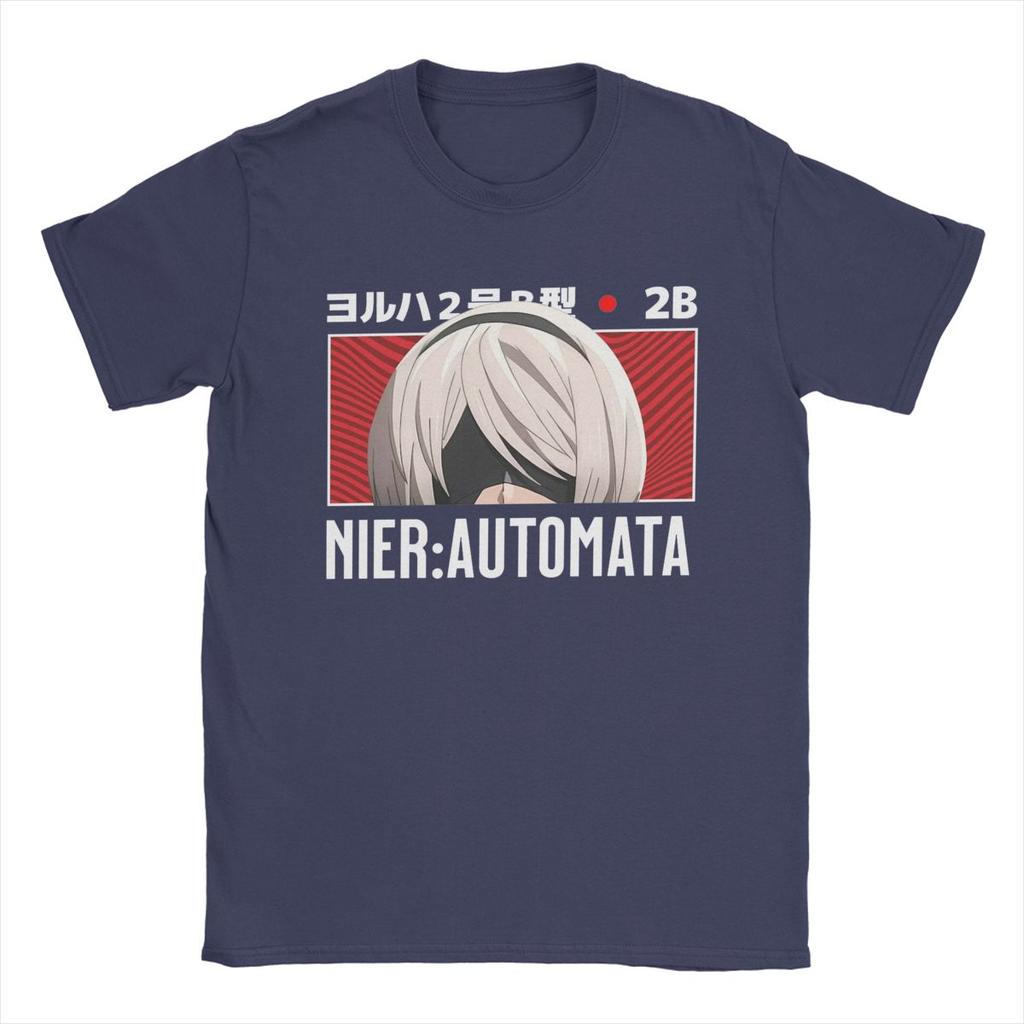 Herren Nier Automata 2B Peeker T-Shirt Anime 100% Baumwollkleidung Neuheit Kurzarm O-Ausschnitt T-Shirts Original T-Shirt