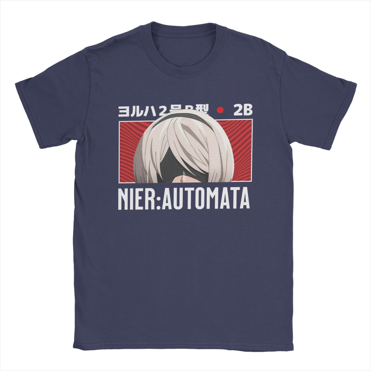 

Мужская футболка Nier Automata 2B Peeker, аниме, 100% хлопок, новинка, футболки с коротким рукавом и круглым вырезом, оригинальная футболка XXXXXL темно-синий