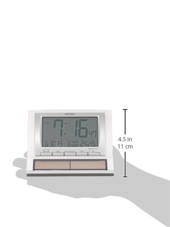 Seiko Clock Seiko Clock Alarm Clock Hybrid Solar Radio Controlled Digital Calendar Temperature Humidity Display White Pearl SQ751W SEIKO (SEIKO Clock)