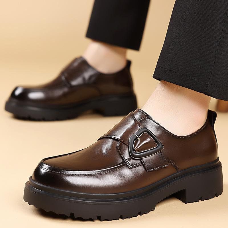 Fashion 2025 New Designer Casual Derby Shoes for Men Spring Autumn Business Formal Men's Shoes Fashion Solid Color Platform Leather Shoe