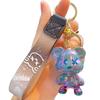 Cute Bear Gradient Resin Keychain for Girls and Boys Easy to Carry Cute Animal Pendant Metal Keychain [Joyasslly] - (Gray)