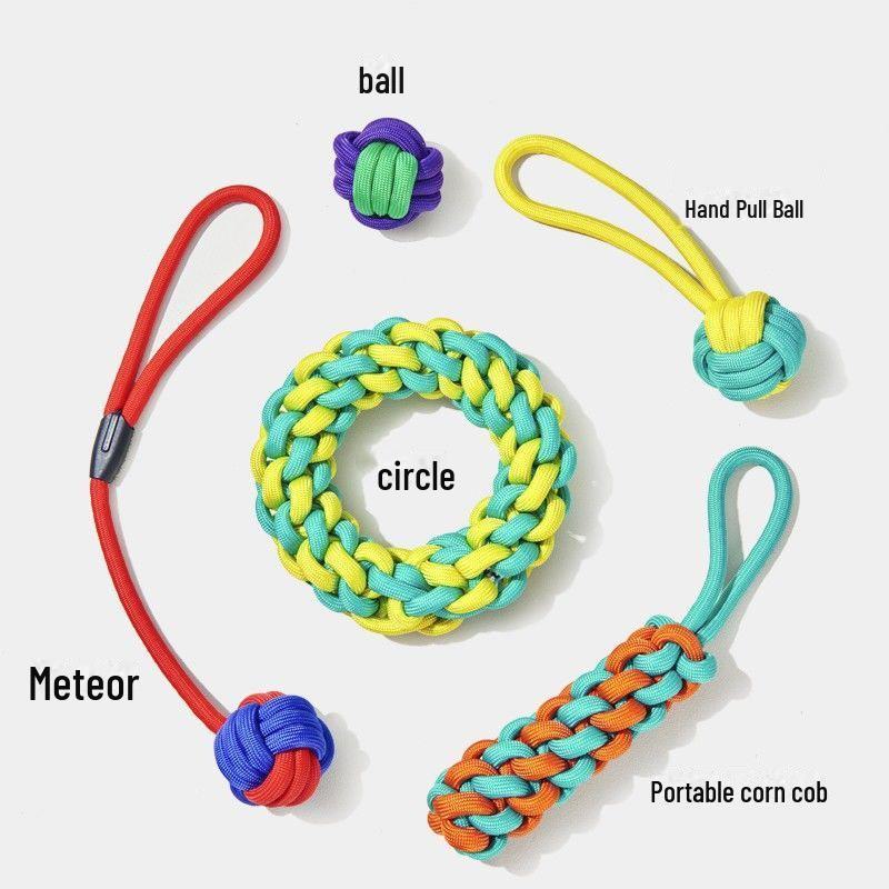 

Набор игрушек для домашних животных «Хлопковый узел»: Мяч-канат для собак, устойчивый к укусам Two-color Handle Corn Cob 31cm - 120g
