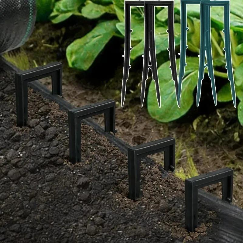 50/10 Stück U-förmige Gartenspieße mit Spitze Kunststoff-Gartenstifte Landschaftsstifte Erdspieße für Hof Rasen Unkrautbarrieren