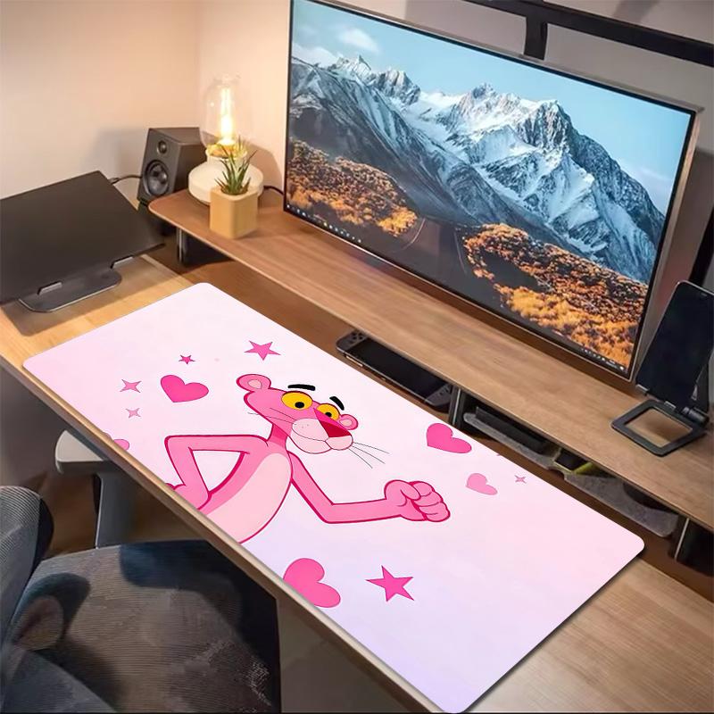 Pembe Panter Baskılı Yastık Kaymaz Dizüstü Tablet Büyük Mouse Pad XXL Mat Mini PC Oyun Matı Kilitli Kenarlı