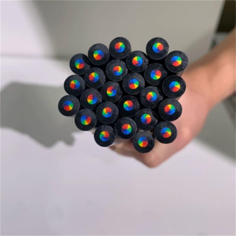 10PCS black wood rainbow pencil seven-color same core colored lead