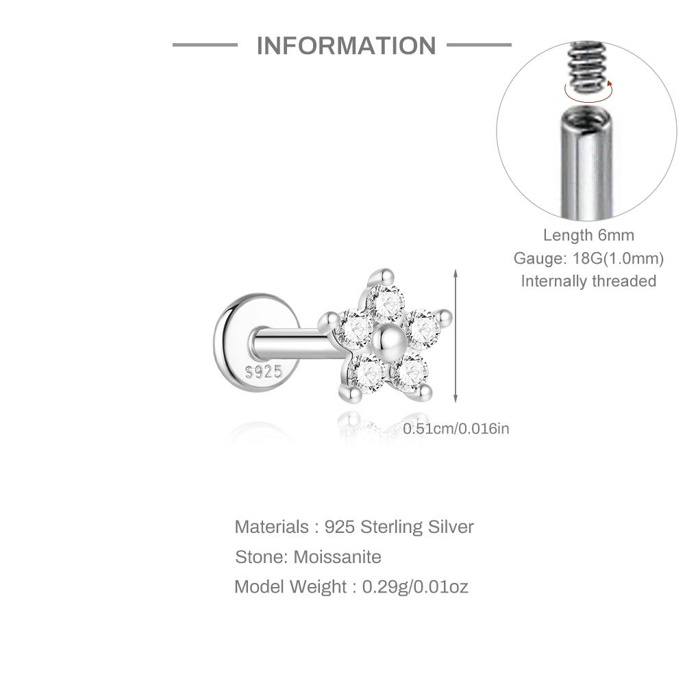 AIDE 925 Silver 1PC Mini Moissanite Four-Claw Screw Stud Earrings Casual Design DIY INS Ear Studs For Lady Jewelry