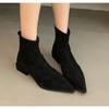 Neue Mode Damen Hot Sale Schuhe Knöchel Damenstiefel Mode Reißverschluss hinten Büro und Karriere Sexy Spitzschuhe für Damen