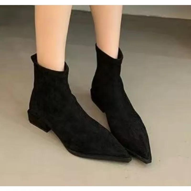 Neue Mode Damen Hot Sale Schuhe Knöchel Damenstiefel Mode Reißverschluss hinten Büro und Karriere Sexy Spitzschuhe für Damen