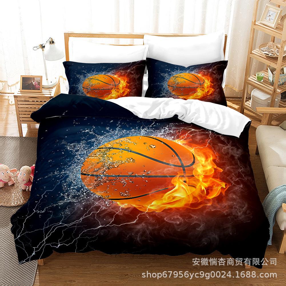 Sports Department Basketball Football Quilt Cover Bedding Sheet 3D Three-Piece Set